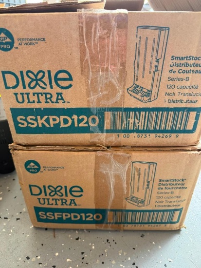 (2) Dixie Ultra SmartStock Series-B 120-Capacity Cutlery Dispensers SSKPD120