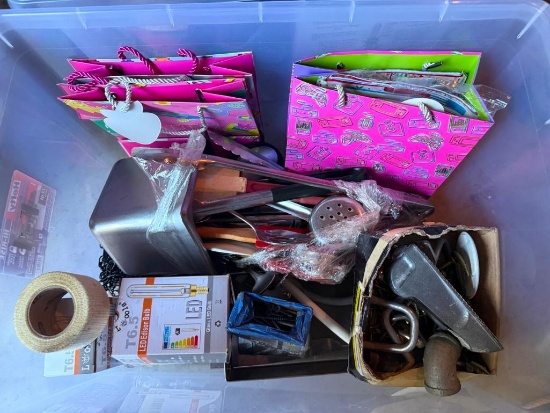 Assortment of Commercial Kitchen Utensils, Hardware, LED Bulbs & Miscellaneous Supplies