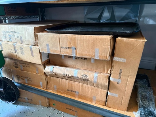 Large Qty - Commercial Black Fiberglass Cafeteria Serving Trays (11) Cases