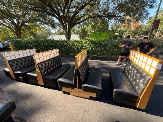 (6) Black Restaurant Booths with Shoji-Style Wood Dividers