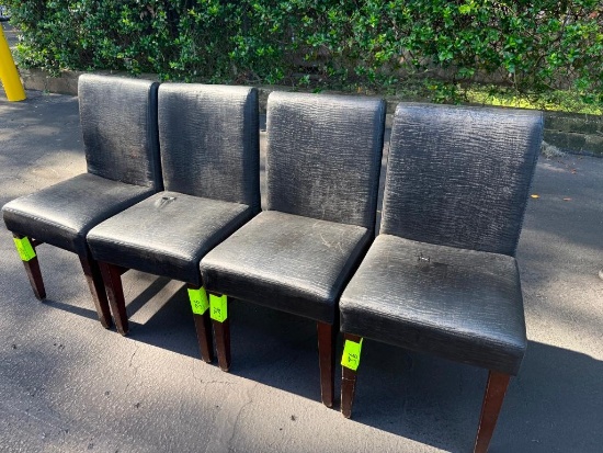 (4) Black Upholstered Commercial Dining Chairs