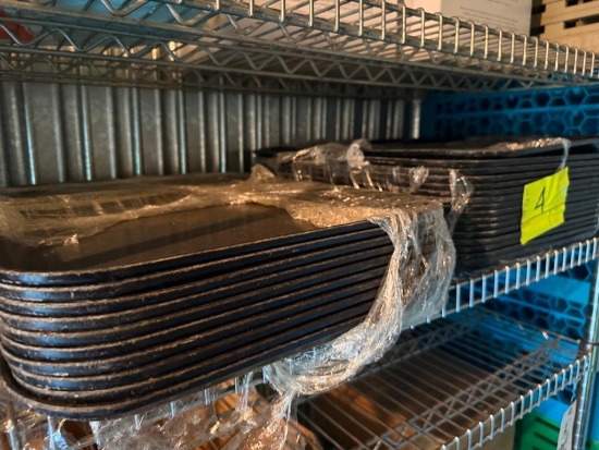 Large Lot of Commercial Black Fiberglass Serving Trays