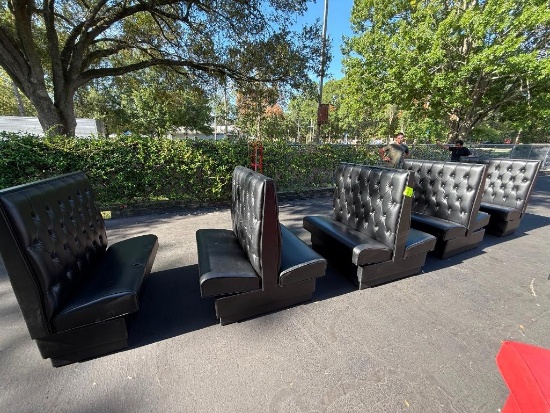 (5) Black Tufted Commercial Restaurant Booths