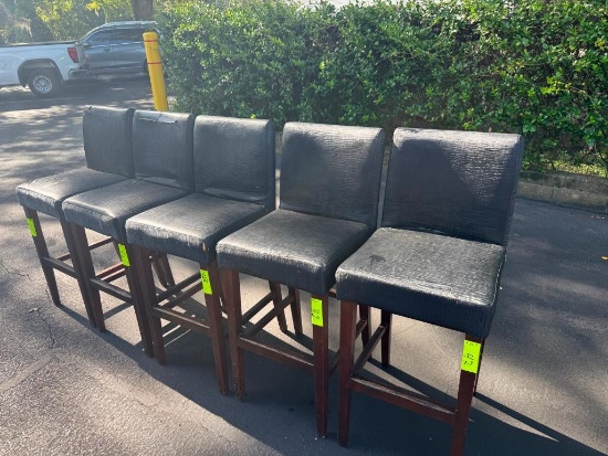 (5) Black Upholstered Counter-Height Dining Chairs