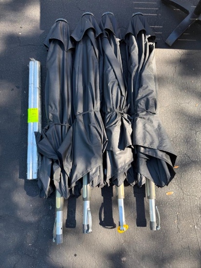 (4) Commercial Patio Umbrellas with Aluminum Support Rails