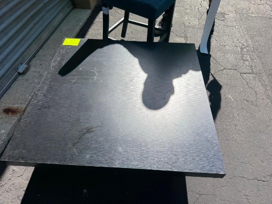 Contemporary Black Square Coffee Table with Lower Shelf