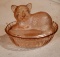 Pink Glass Cat Powder Dish