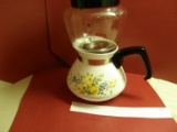 Corning Ware Tea Pot w/glass Yellow & Blue Flowers