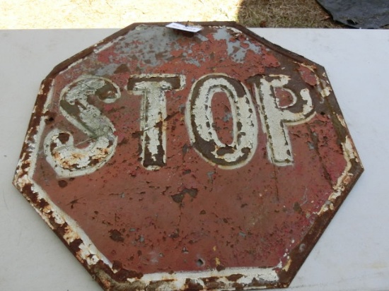 30" X 30" Vintage Stop Sign Embossed