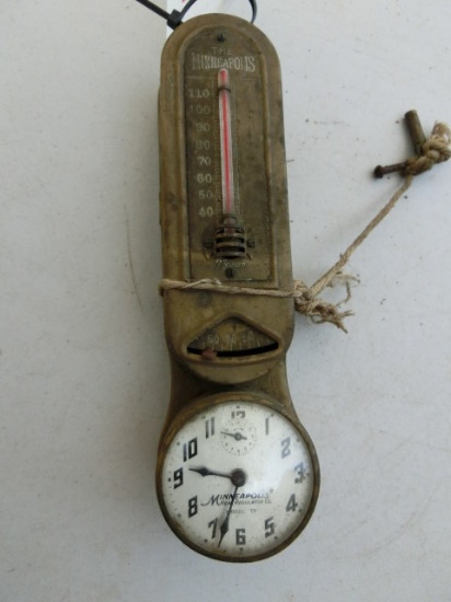 Rare Minneapolis Thermometer and Clock "Pat Date 1918"
