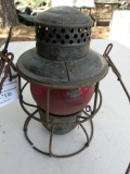 Vintage R. R. Lantern with ACL Ruby Red Globe