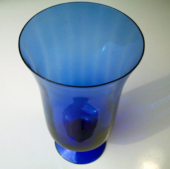 Cobalt Blue Footed Art Glass Vase