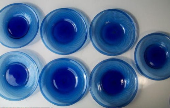 Cobalt Blue Hand Blown Art Glass Plates