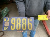 151 1912 New Jersey Porcelain License Plate