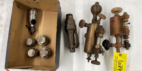 629 (2) Lubricators, Steam Valve, Antique Axle Caps