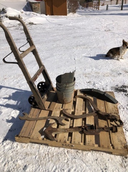 675 Hand Cart, Sap Buckets, Ice Tongs, Miscellaneous