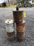 327 (3) Oil Cans & (2) Barrels