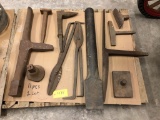 478 Pallet of Large Anvil Hardies & Blacksmith Tools