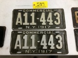 539 Pair of 1917 NY Commercial License Plates