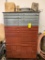 134 Tall Wooden Cabinet with Contents & Battery Charger