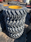 8113 Set of (4) New 12-16.5 Tires on NH/JD/CAT Rims