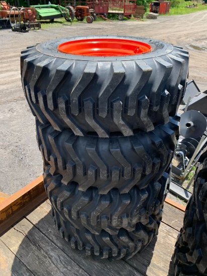 22 Set of (4) New 12-16.5 Tires on Orange Wheels