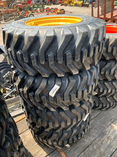 23 Set of (4) New 12-16.5 Tires on NH/JD/CAT Wheels