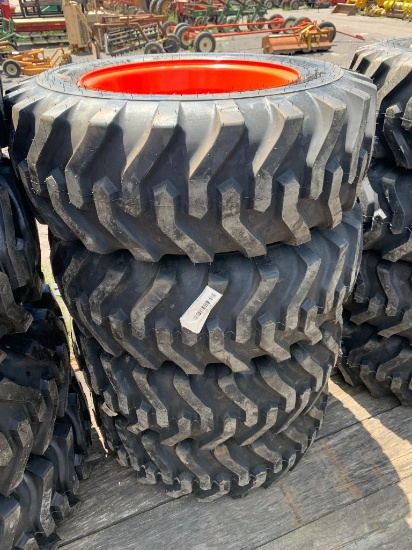 24 Set of (4) New 10-16.5 Tires on Orange Wheels