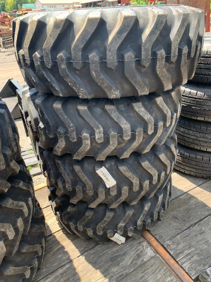 25 Set of (4) New 10-16.5 Tires on NH/JD/CAT Wheels