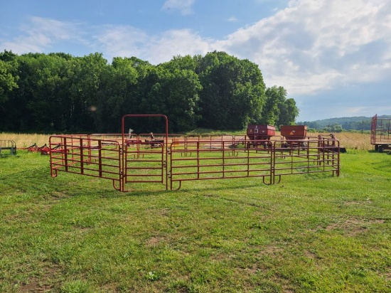 4627 (10) Red Cattle Corral Raised Panel Gates & Door