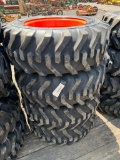 24 Set of (4) New 10-16.5 Tires on Orange Wheels