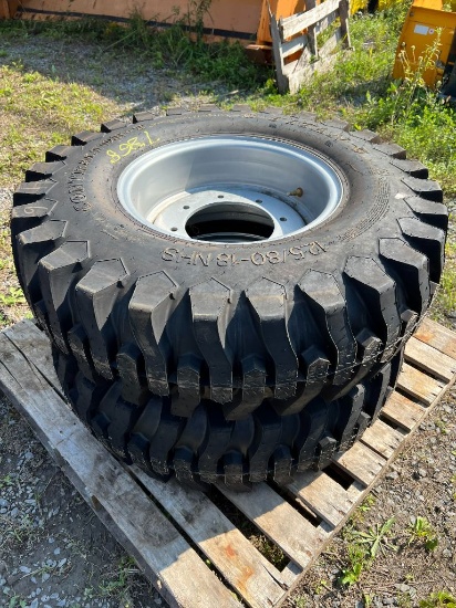 7868 Pair of New 12.5/80-18 NHS Compact Tires on Rims