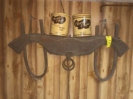 17 Antique Ox Hitch with (2) Chips Tins