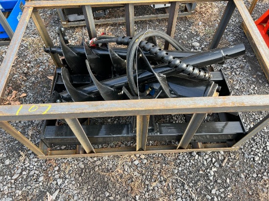 107 New Black Skid Steer Auger with 2 Augers