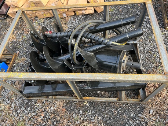 108 New Black Skid Steer Auger with 2 Augers