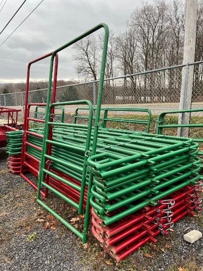 4981 (10) Red Cattle Corral Raised Panel Gates & Door