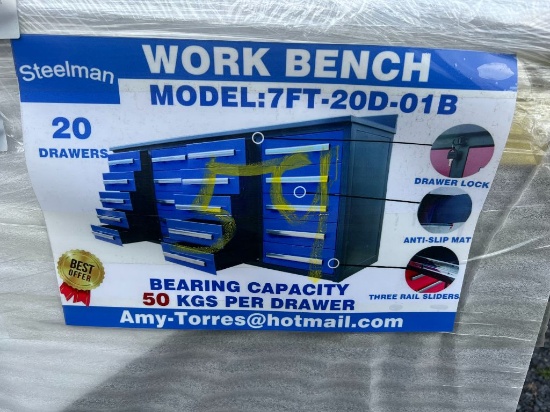 59 New Blue Steelman 7ft Workbench