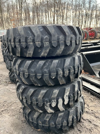8 Set of (4) New 10-16.5 Tires on NH/JD/CAT Rims