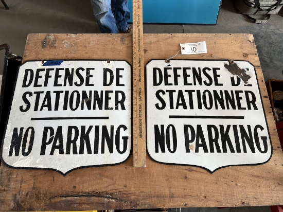 10 Pair of French Porcelain Parking Signs