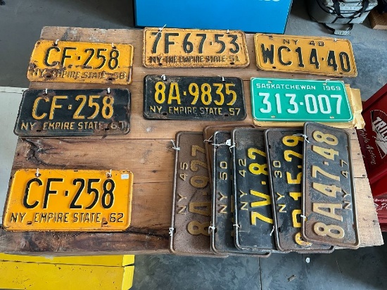 3 (6) Pair of NY License Plates & (1) SK Plate