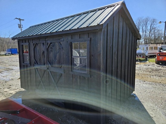 2142 8ft x 12ft Amish Made Salt Box/Side Entry Shed - Charcoal