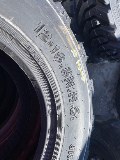 6255 Set of (4) 12-16.5 Skid Steer Tires