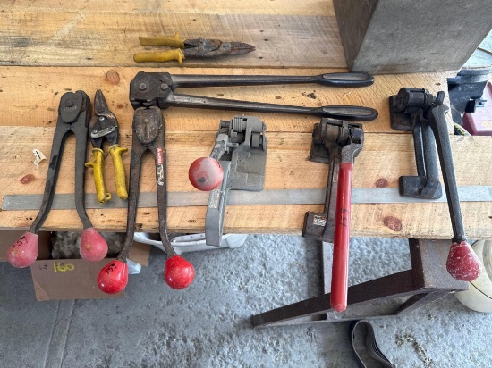 159 Lot of Banding Tools: 3 Ratchets, 2 Crimpers