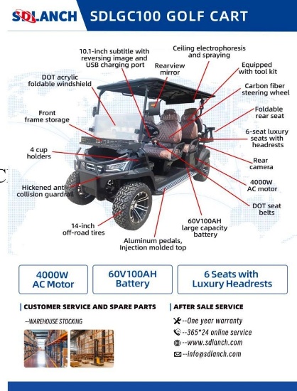 13041 Unassembled SDLGC100 Electric Golf Cart -Black