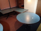 (4) Contertible tables - blue laminate tops -