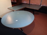 (4) Contertible tables - blue laminate tops - 42in x 42in or 59in dia.