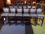 (6) Pub chairs - wood frame - padded back & seat