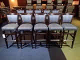 (5) Pub chairs - wood frame - padded back & seat