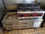 Southbend 6-burner benchtop range w/Delfield 62in chef base -