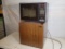 Sanyo cube refrigerator and Amana microwave oven